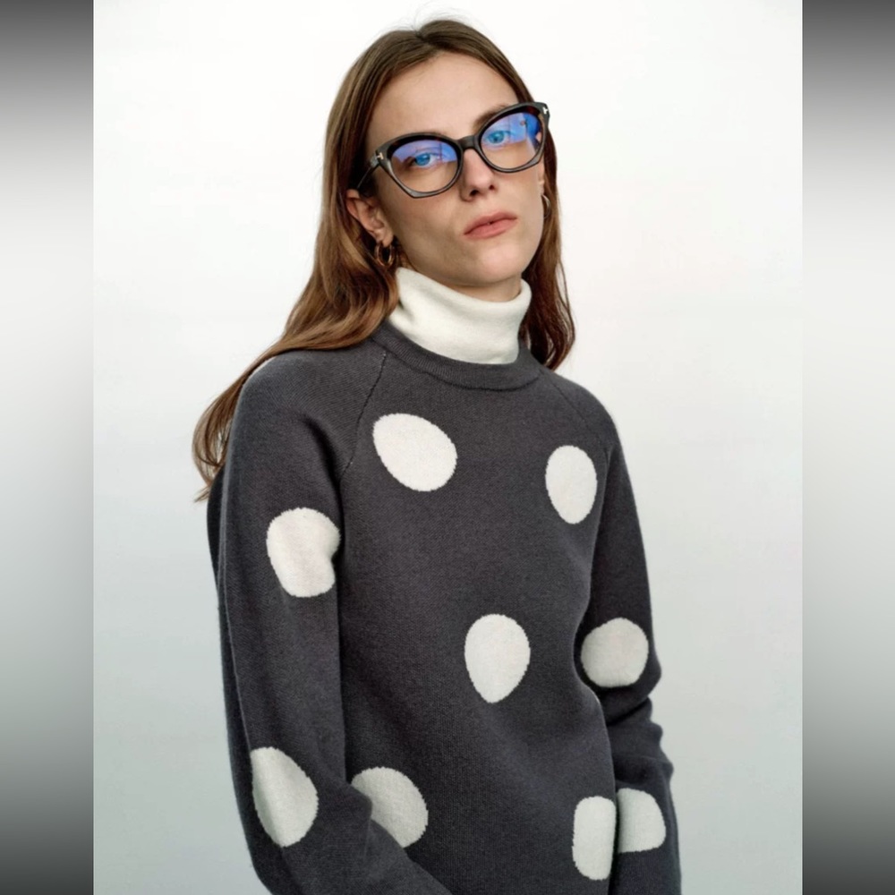SERRER designer large polka dot sweater - Picture 1 of 4
